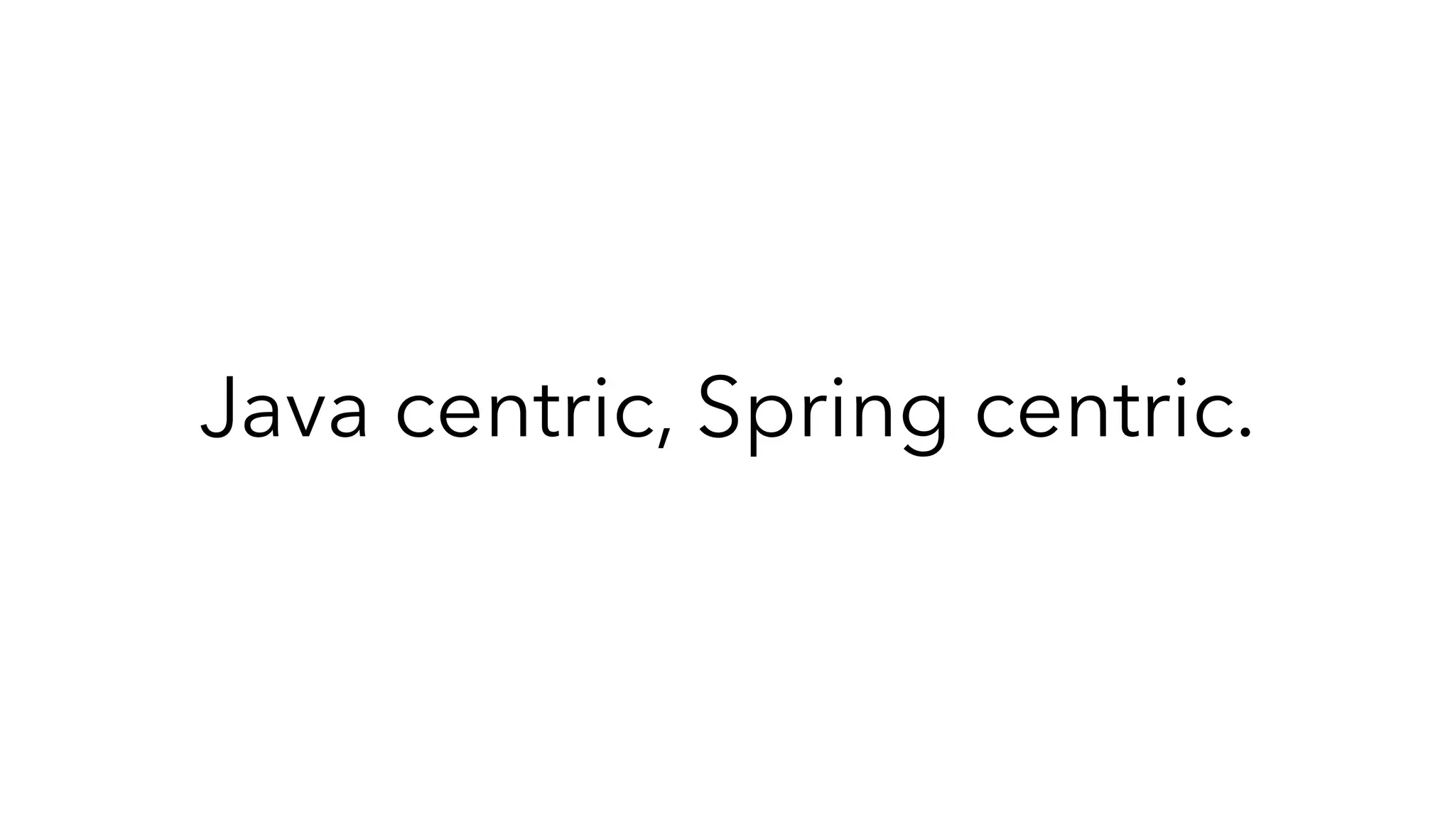 Java centric, Spring centric.
 