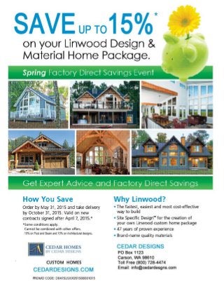 Linwood Cedar  Homes Spring Sale