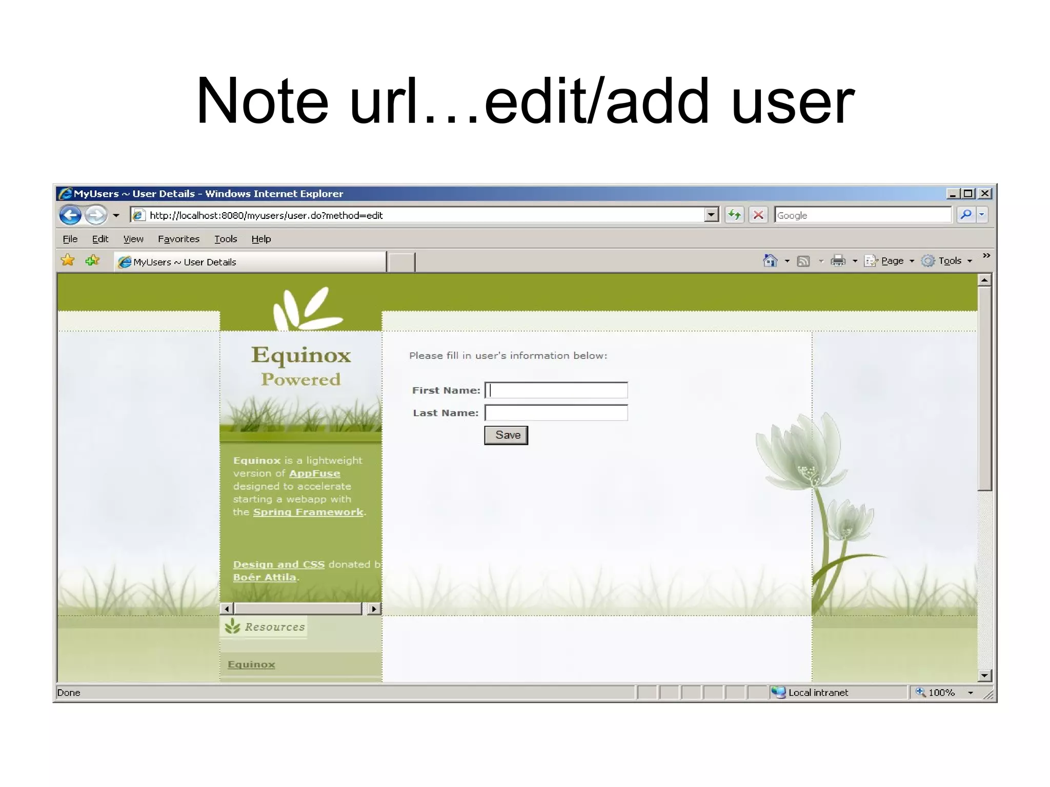 Note url…edit/add user
 