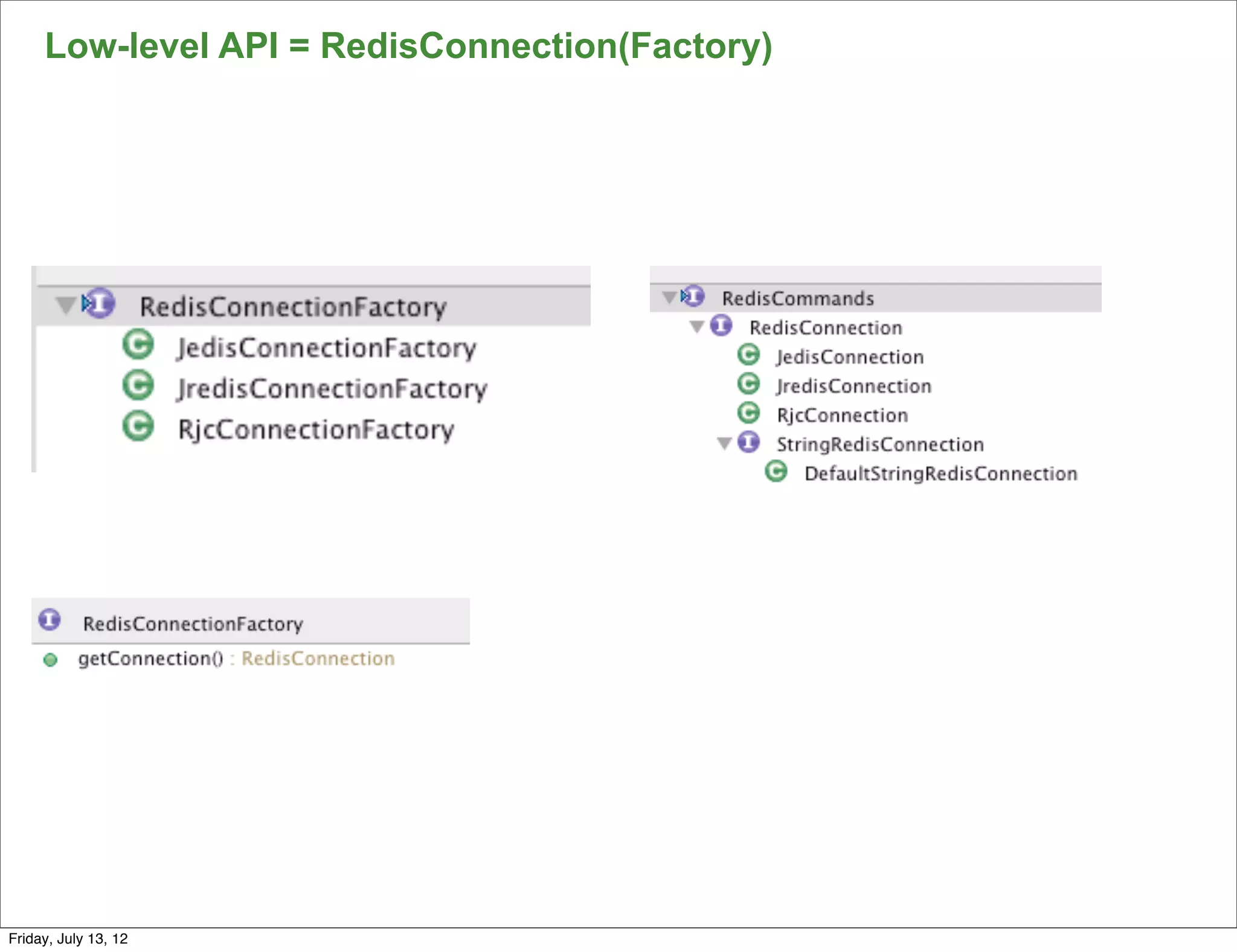 Low-level API = RedisConnection(Factory)




                                                78

Friday, July 13, 12
 
