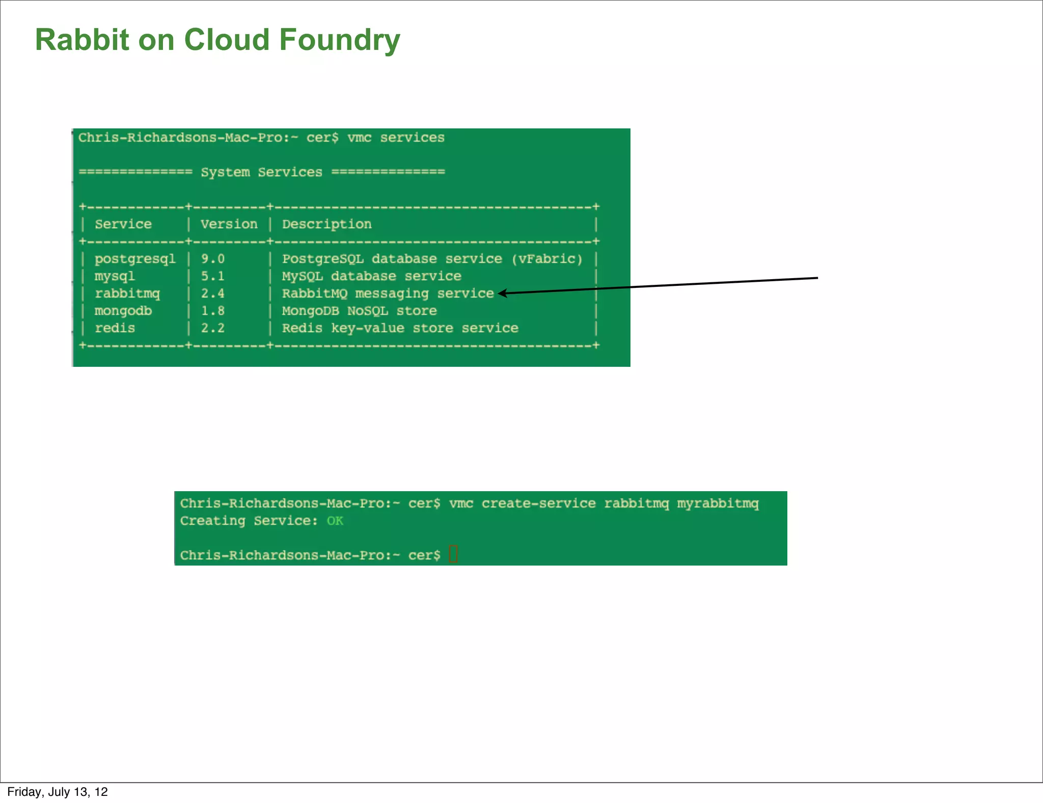 Rabbit on Cloud Foundry




                               153

Friday, July 13, 12
 