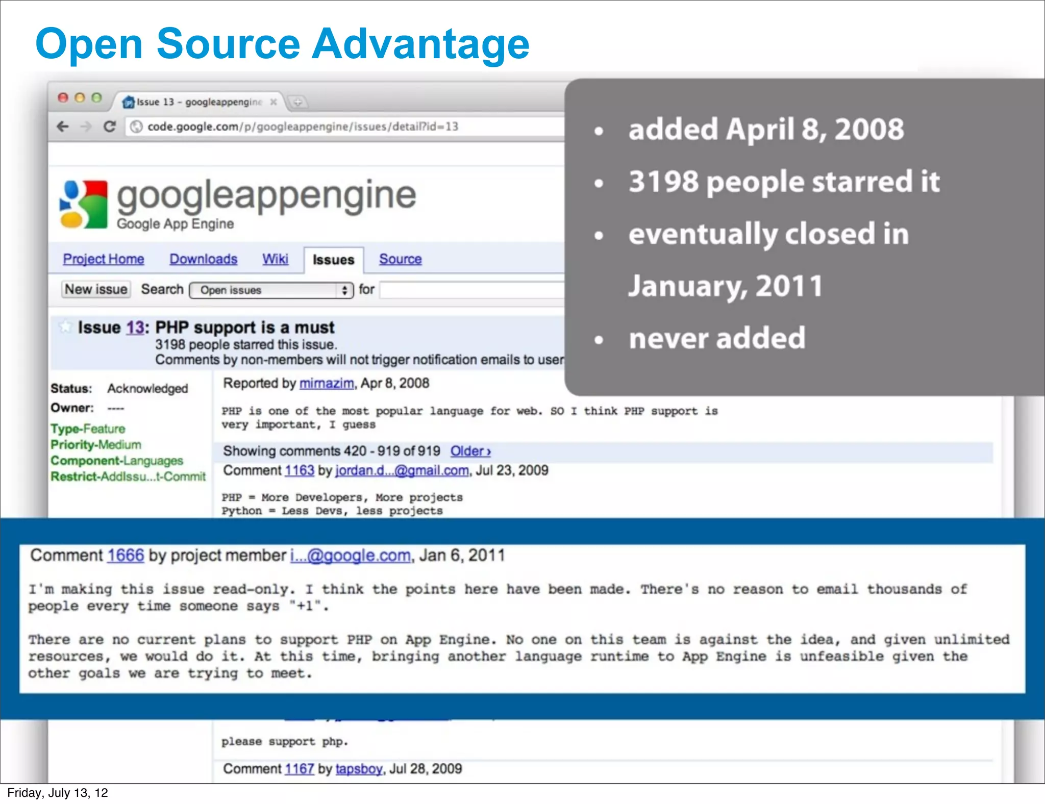 Open Source Advantage




                       CONFIDENTIAL



Friday, July 13, 12                   16
 