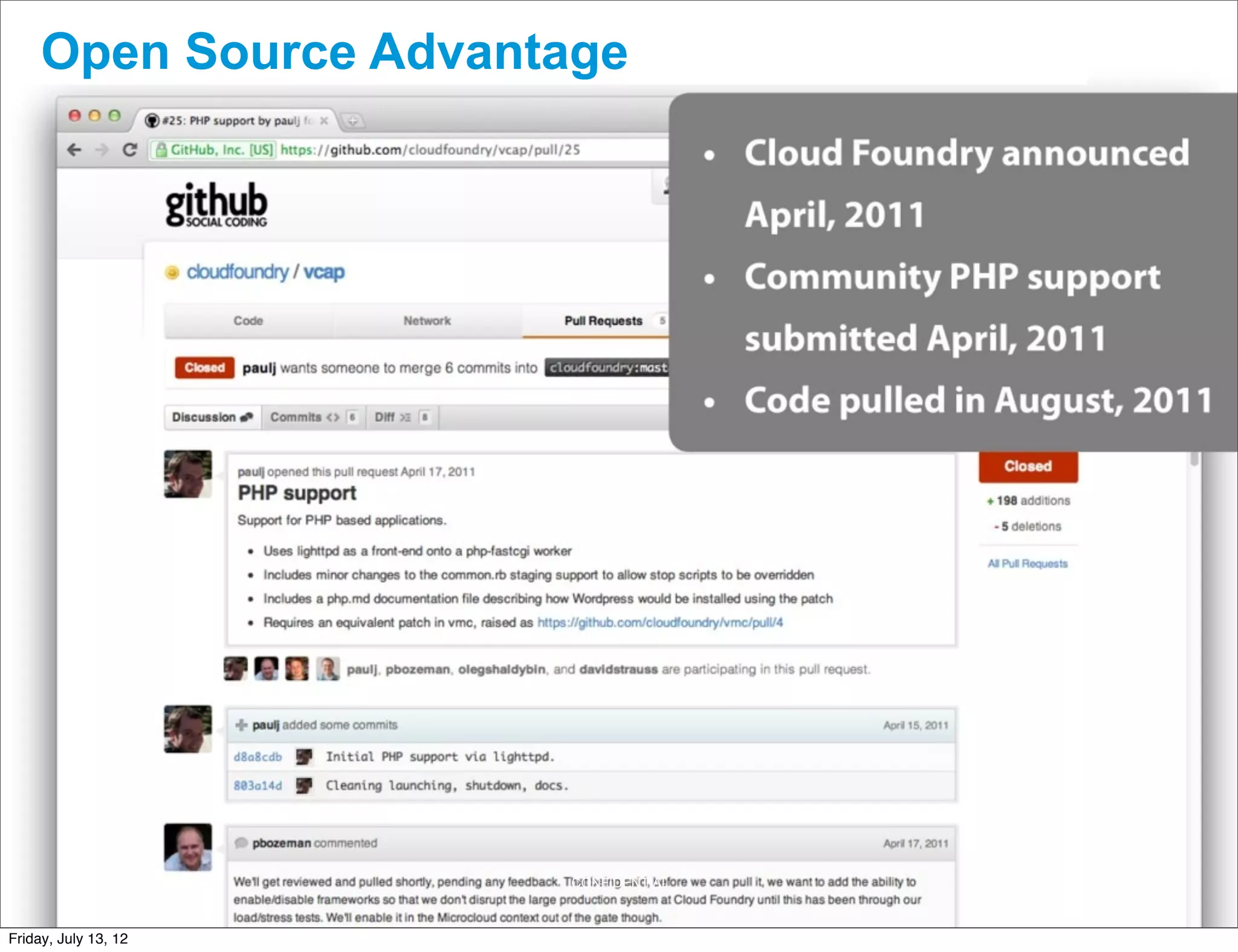 Open Source Advantage




                       CONFIDENTIAL



Friday, July 13, 12
 