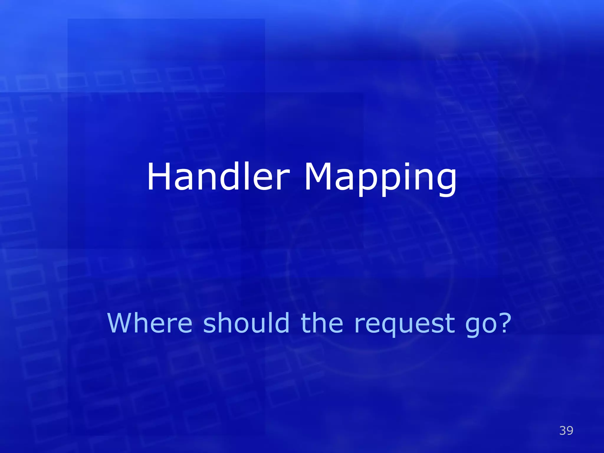 Handler Mapping Where should the request go? 
