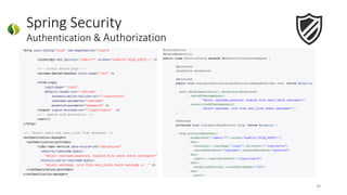 Spring Security
Authentication & Authorization
38
 