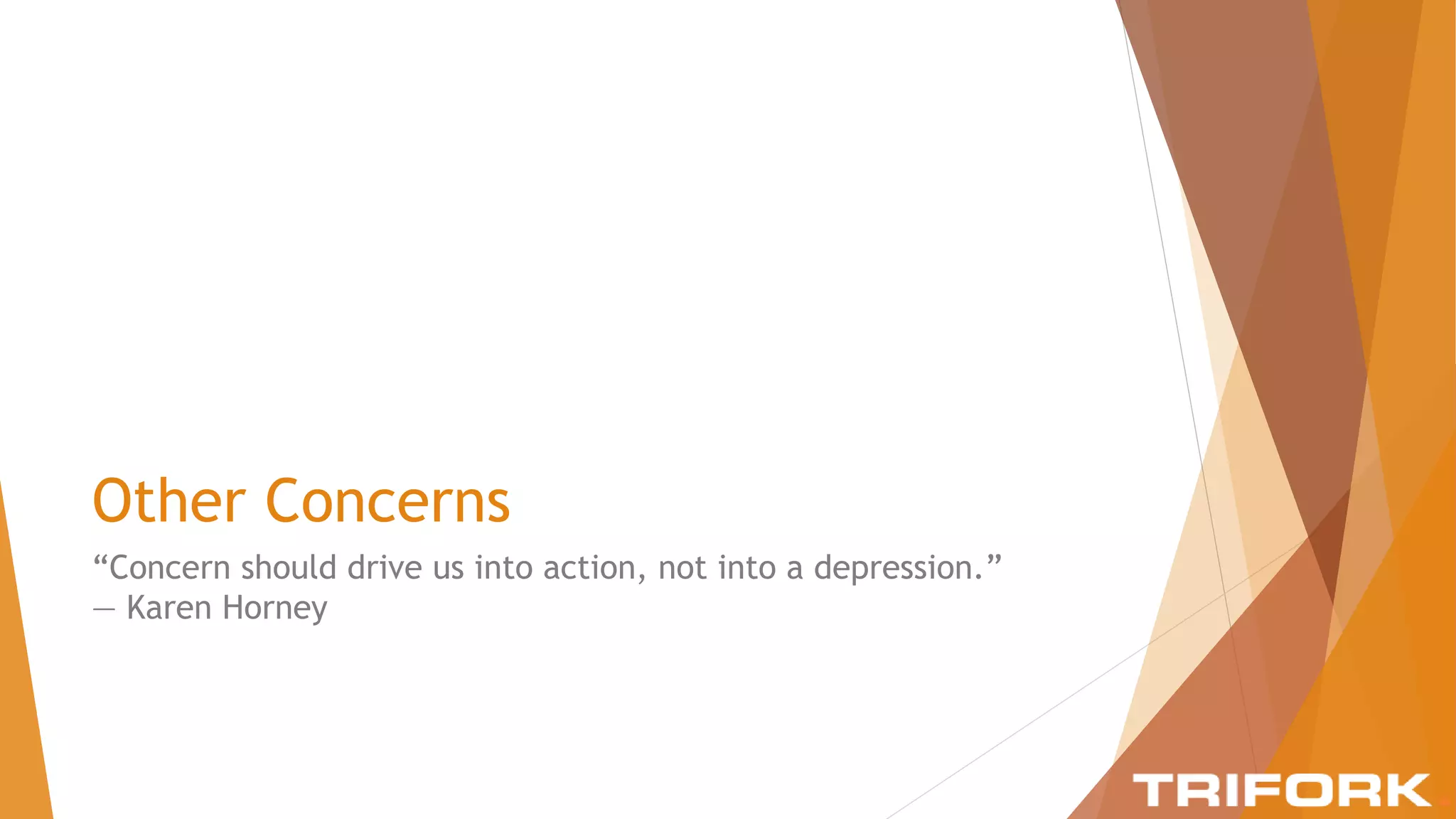 Other Concerns
“Concern should drive us into action, not into a depression.”
― Karen Horney
 