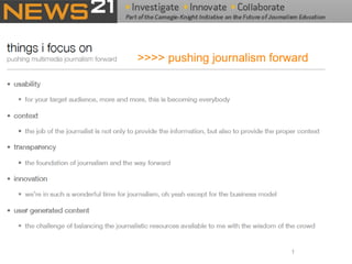 >>>> pushing journalism forward 