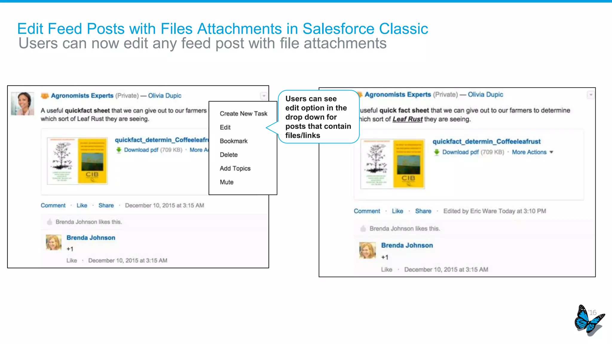 Service Cloud
Case Management
• Work Orders
• Multi-component Assets
• Macros
• Cases in Lightning
Experience
​Other key Service Cloud
features
​ Knowledge
​ Service Console
​ Live Agent
​ Omni-Channel
​ Organization Sync
​ SOS
Social Customer Service
• Enhanced moderation
• Improved set up
​Connect with your customers in a whole different way
See the feature impact tables in the Release Notes to find out when and how these features
become available
 