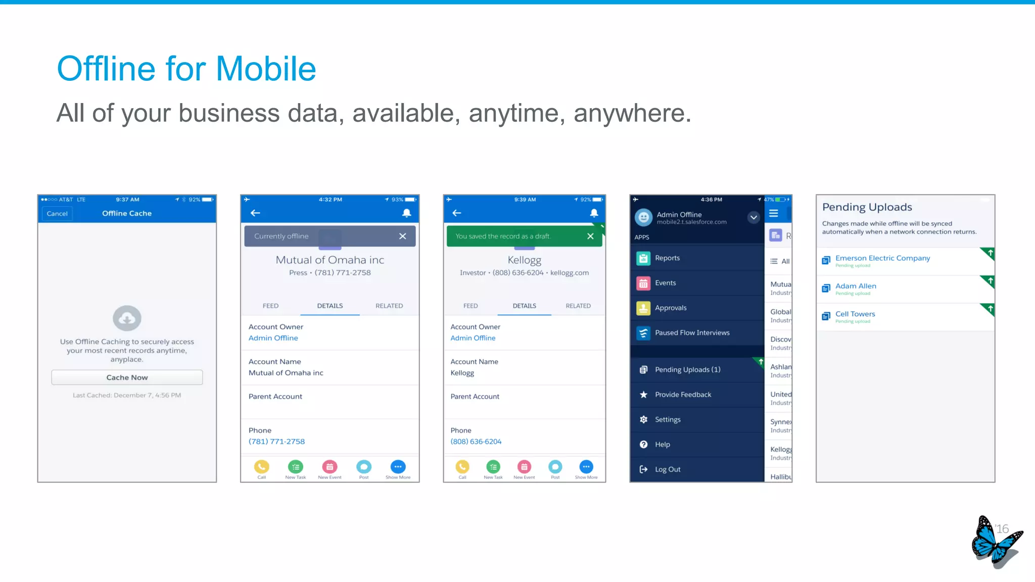 Interactive Lightning Experience charts now in Salesforce1
Interact with the charts
while still on the
Dashboard View page
Choose a different
chart for viewing the
same report data
Filter the report by
selecting an area of
the chart
Tap to view this chart
and its report in more
detail
 