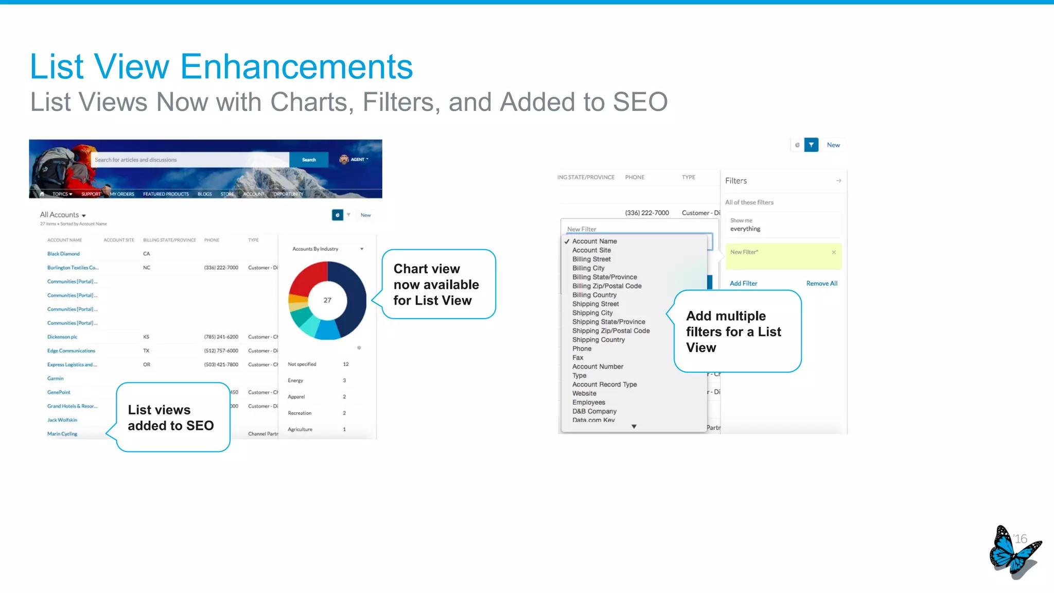 Lightning & Community Builder > My Account
My Account Now Accessible Directly from Profile Dropdown
Fully customizable My
Account page with ability
to create new Case,
Contact, etc.
My Account now
available in profile
dropdown menu
 