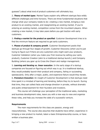 Customer Development Syllabus