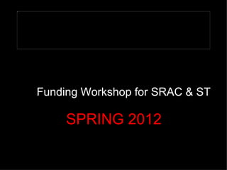 image1.jpg




             Funding Workshop for SRAC & ST

                  SPRING 2012
 