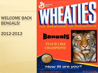 WELCOME BACK
BENGALS!

2012-2013
 