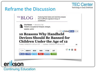 Reframe the Discussion
 