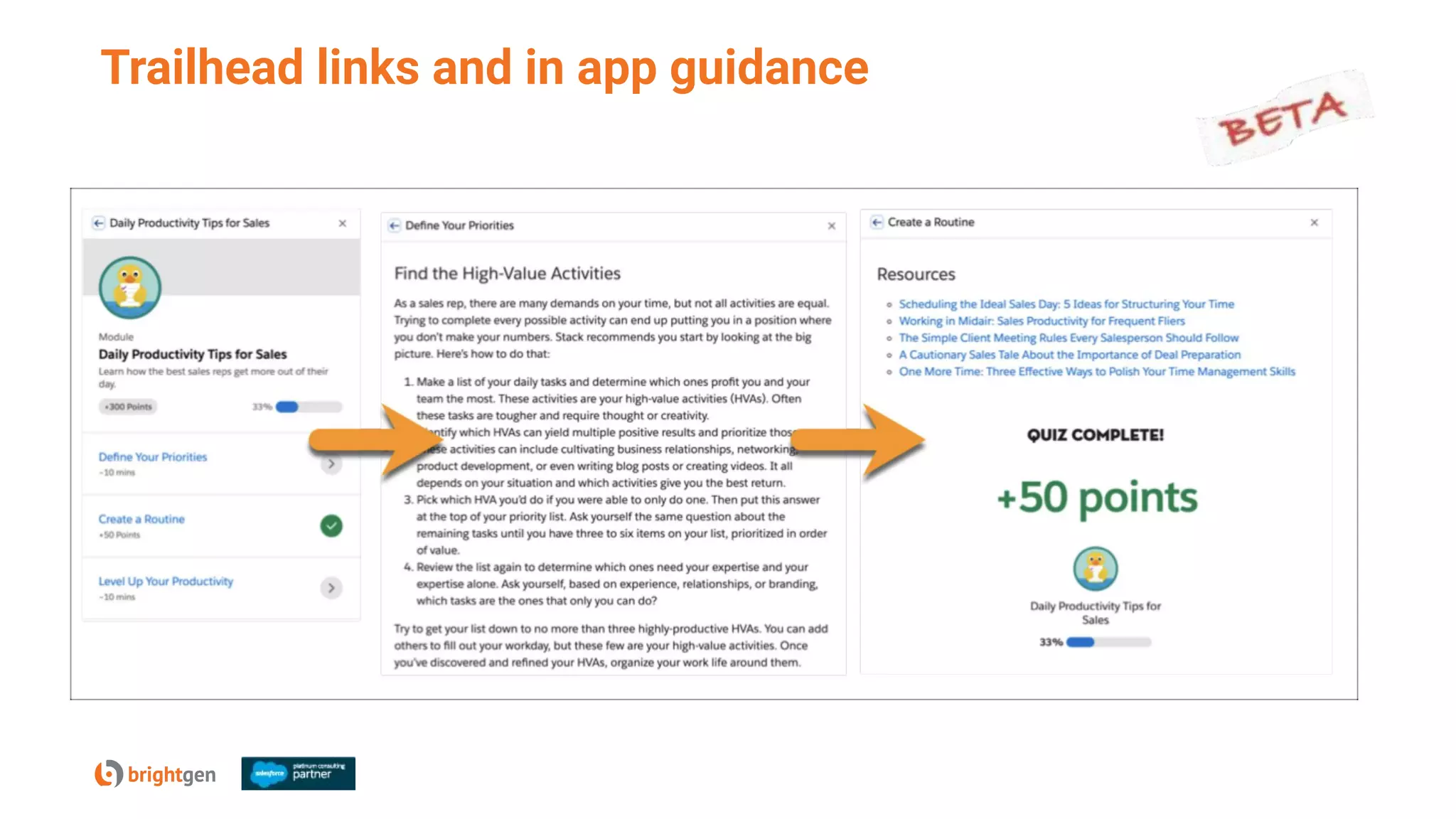 Trailhead links and in app guidance
 