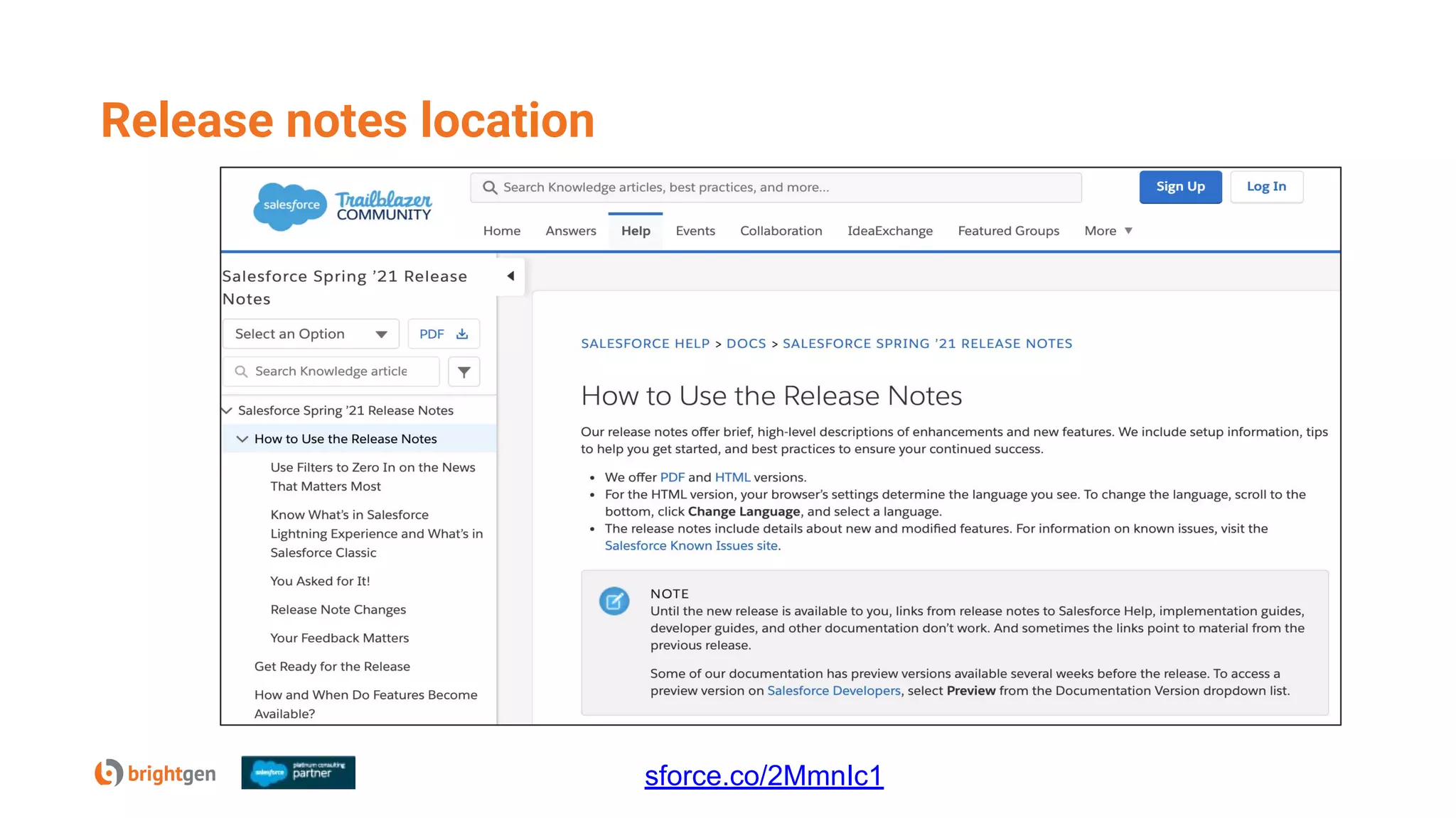 Release notes location
sforce.co/2MmnIc1
 