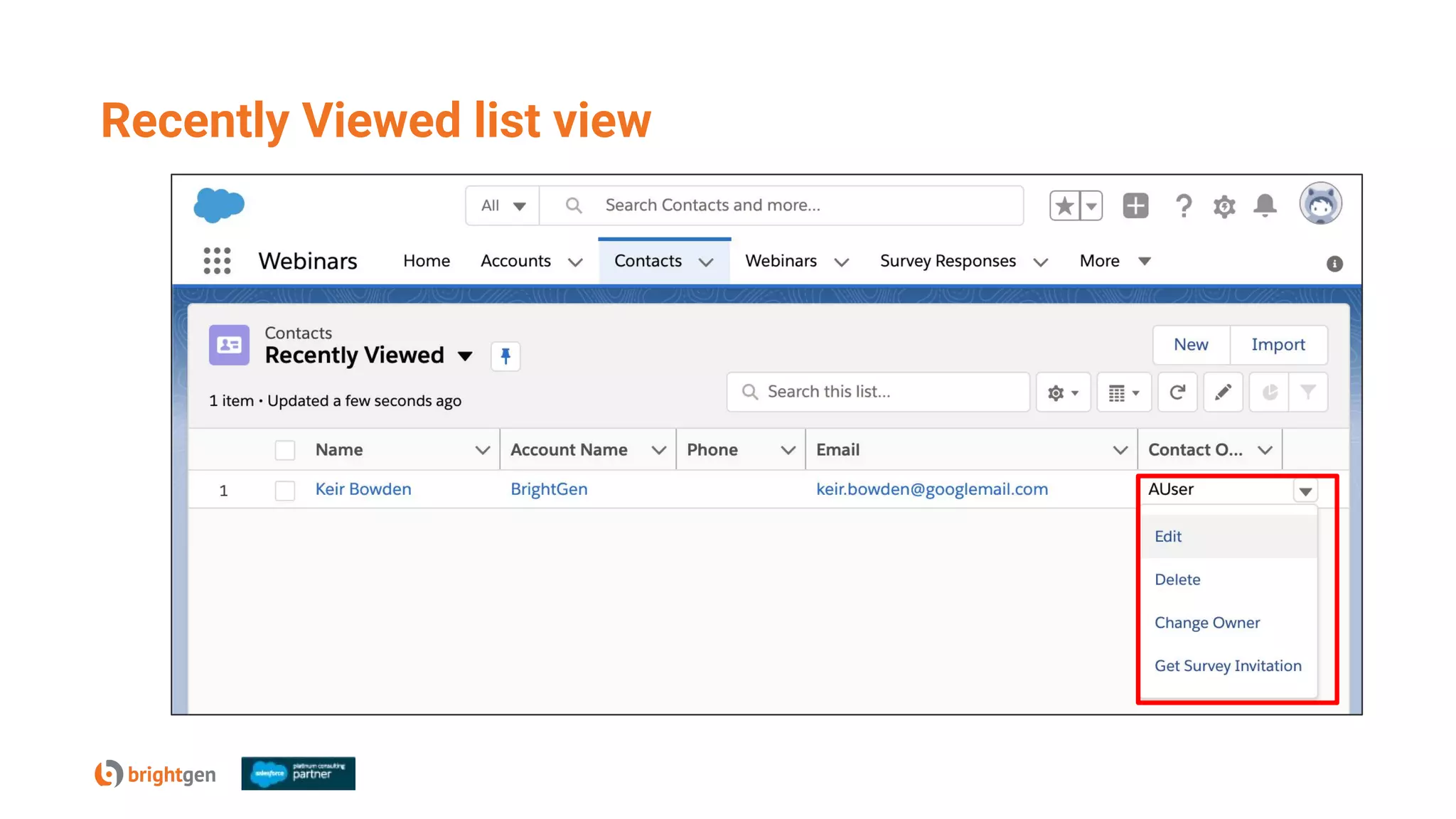 Recently Viewed list view
 