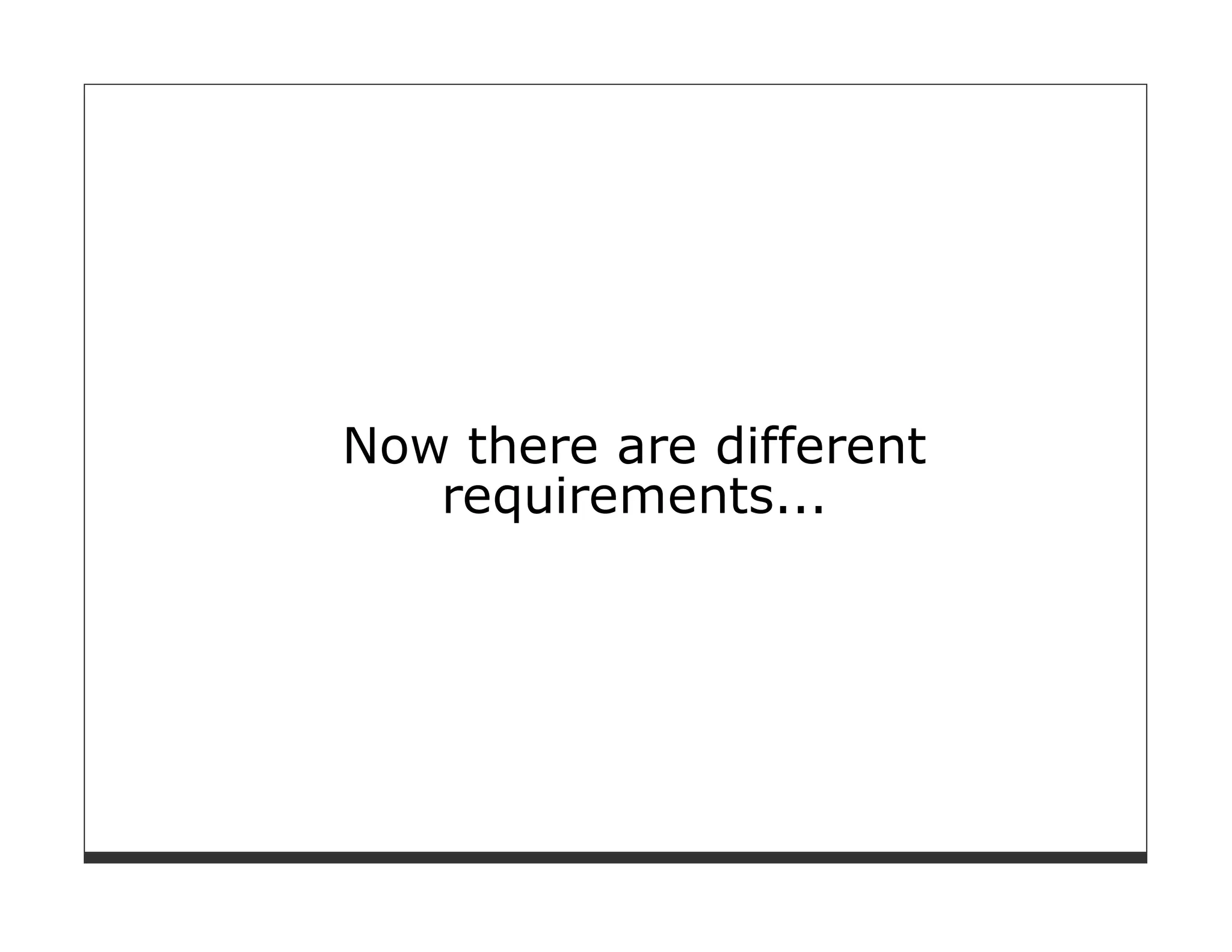 Now there are different
   requirements...
 
