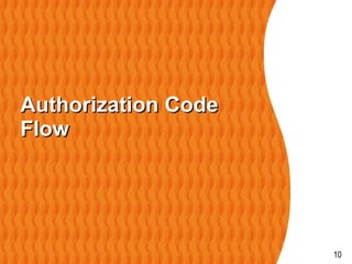 10
Authorization CodeAuthorization Code
FlowFlow
 