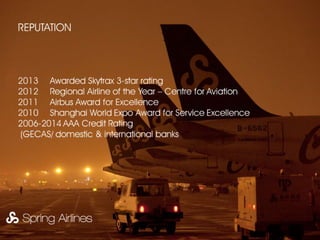 Copyright © 2012 Spring Airlines. All rights reserved.22
 