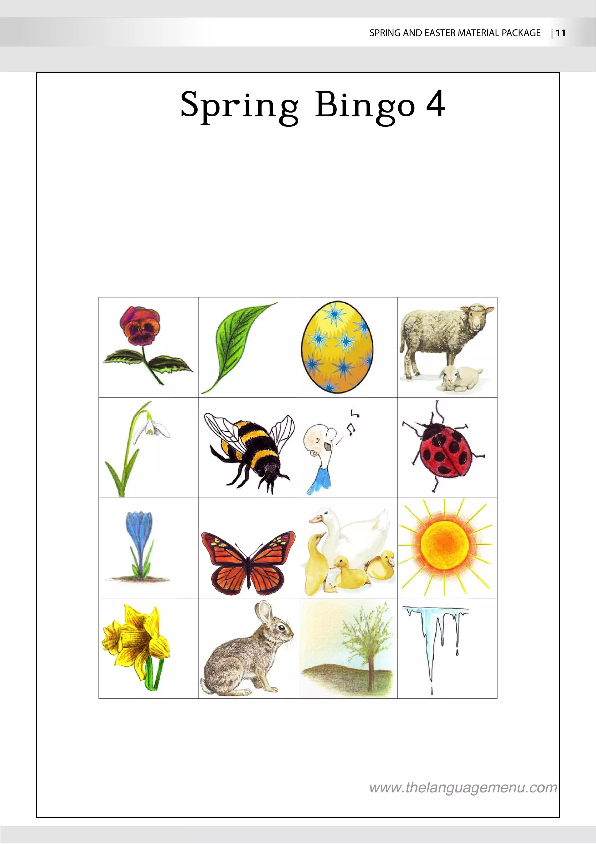 SPRING AND EASTER MATERIAL PACKAGE  | 11




               4
 