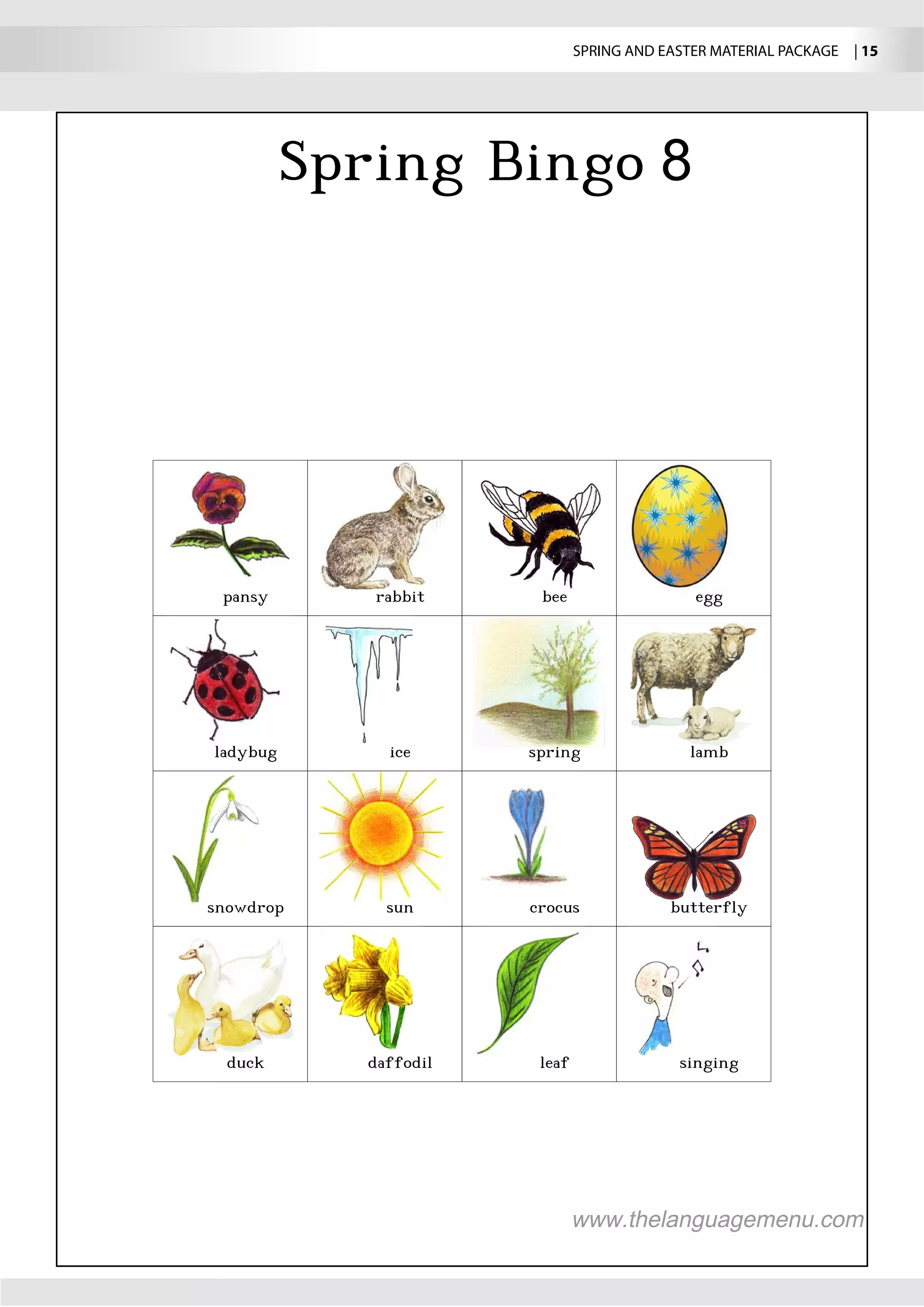 SPRING AND EASTER MATERIAL PACKAGE  | 15




               8
 