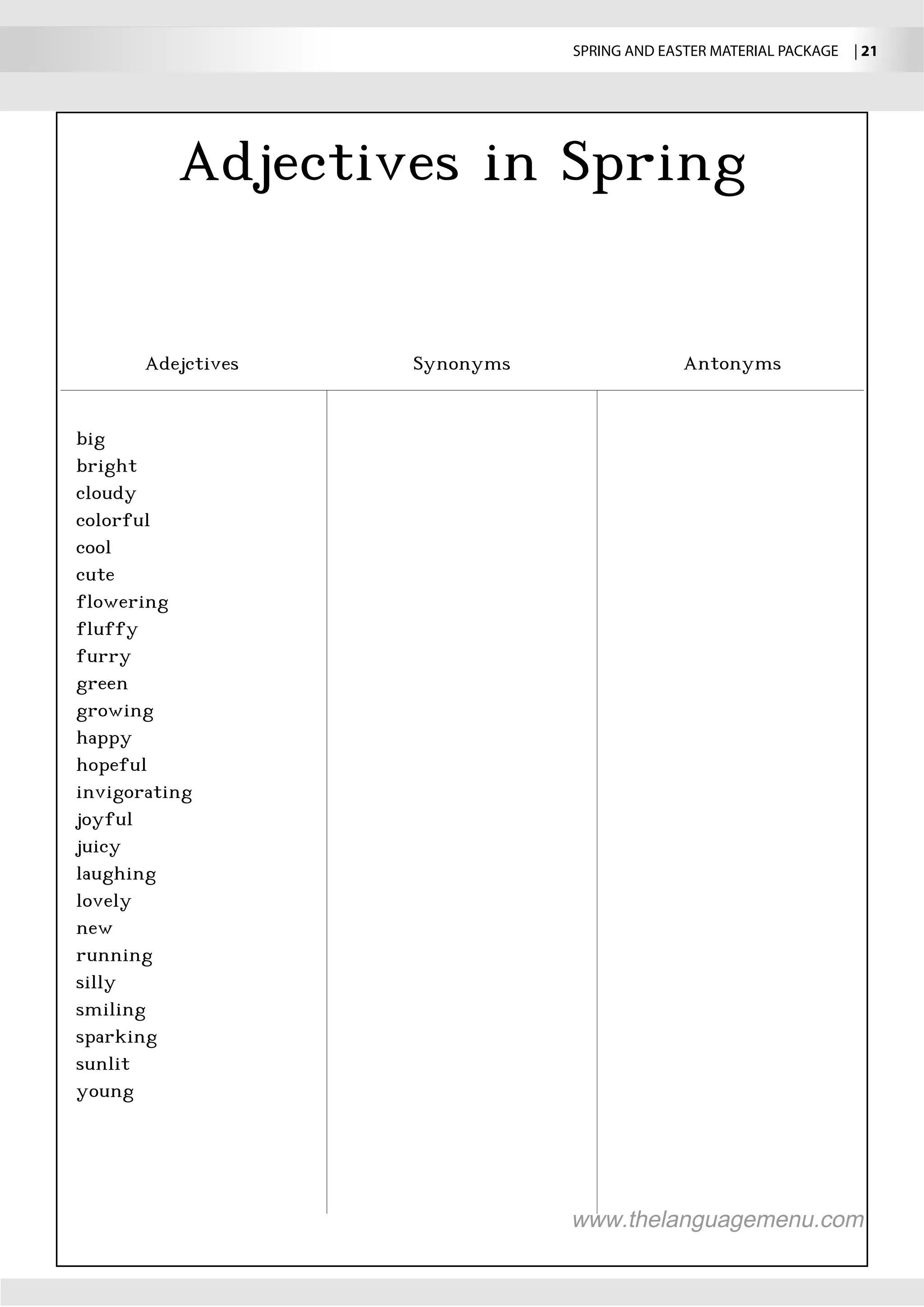 SPRING AND EASTER MATERIAL PACKAGE  | 21
 