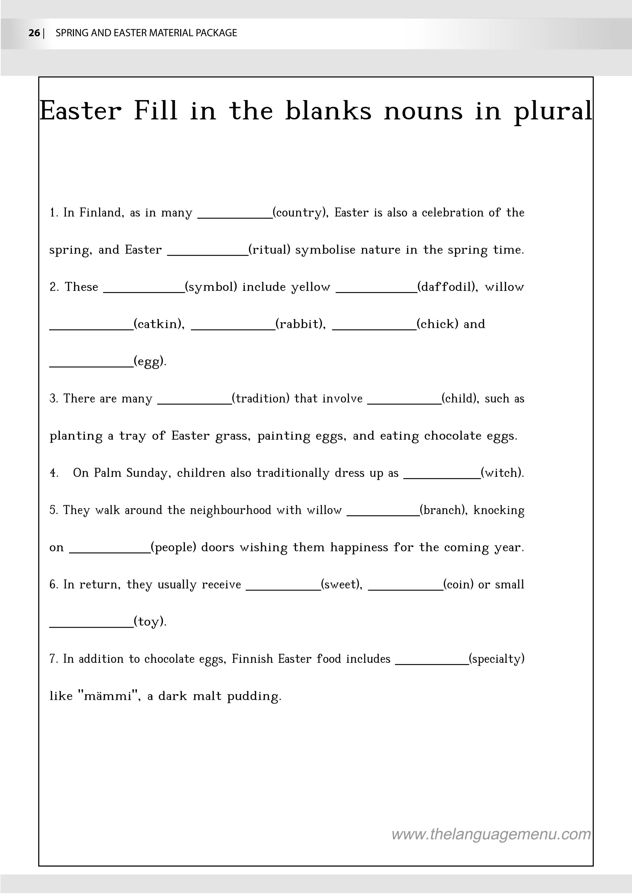 26 |  SPRING AND EASTER MATERIAL PACKAGE
 