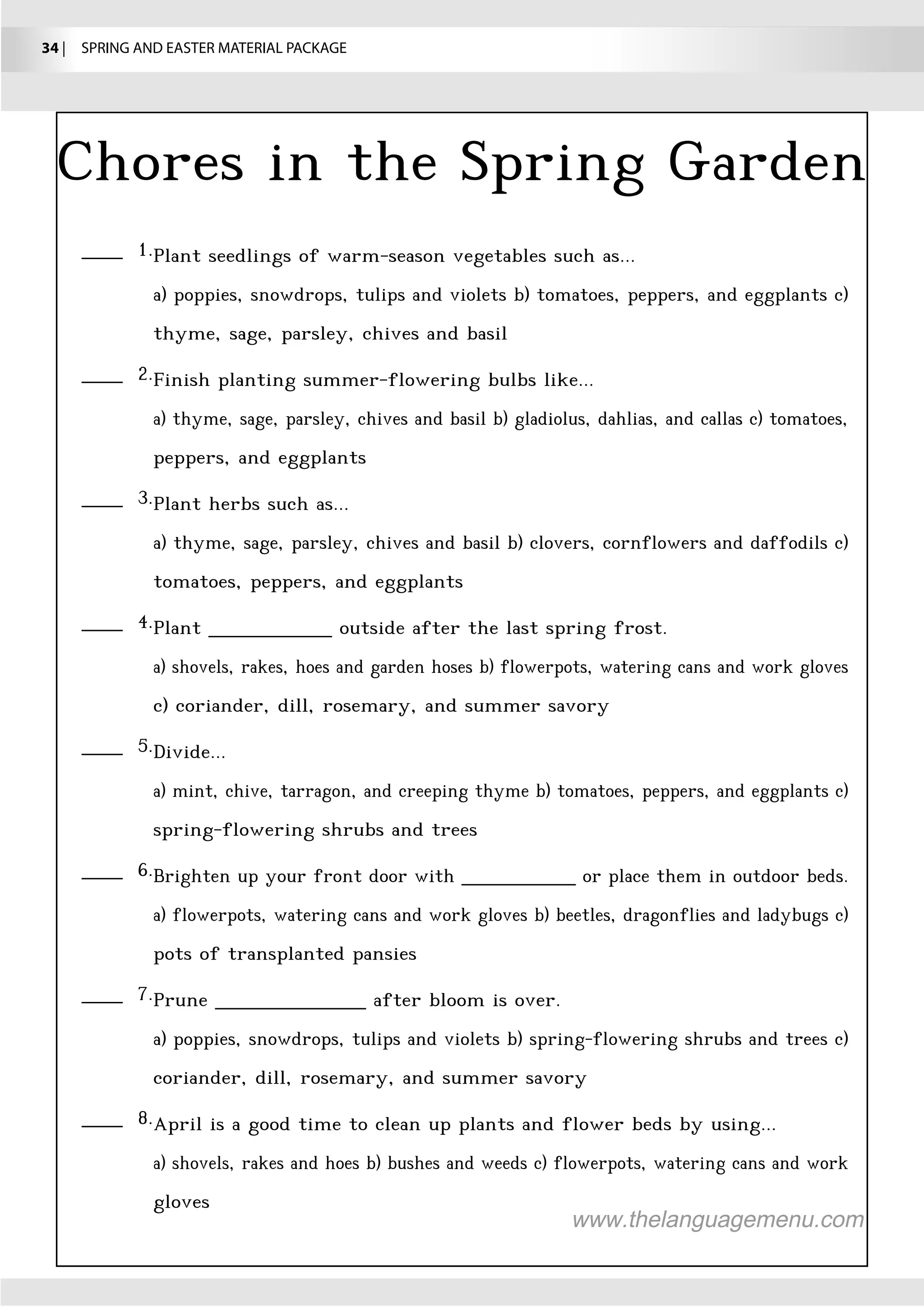 34 |  SPRING AND EASTER MATERIAL PACKAGE
 