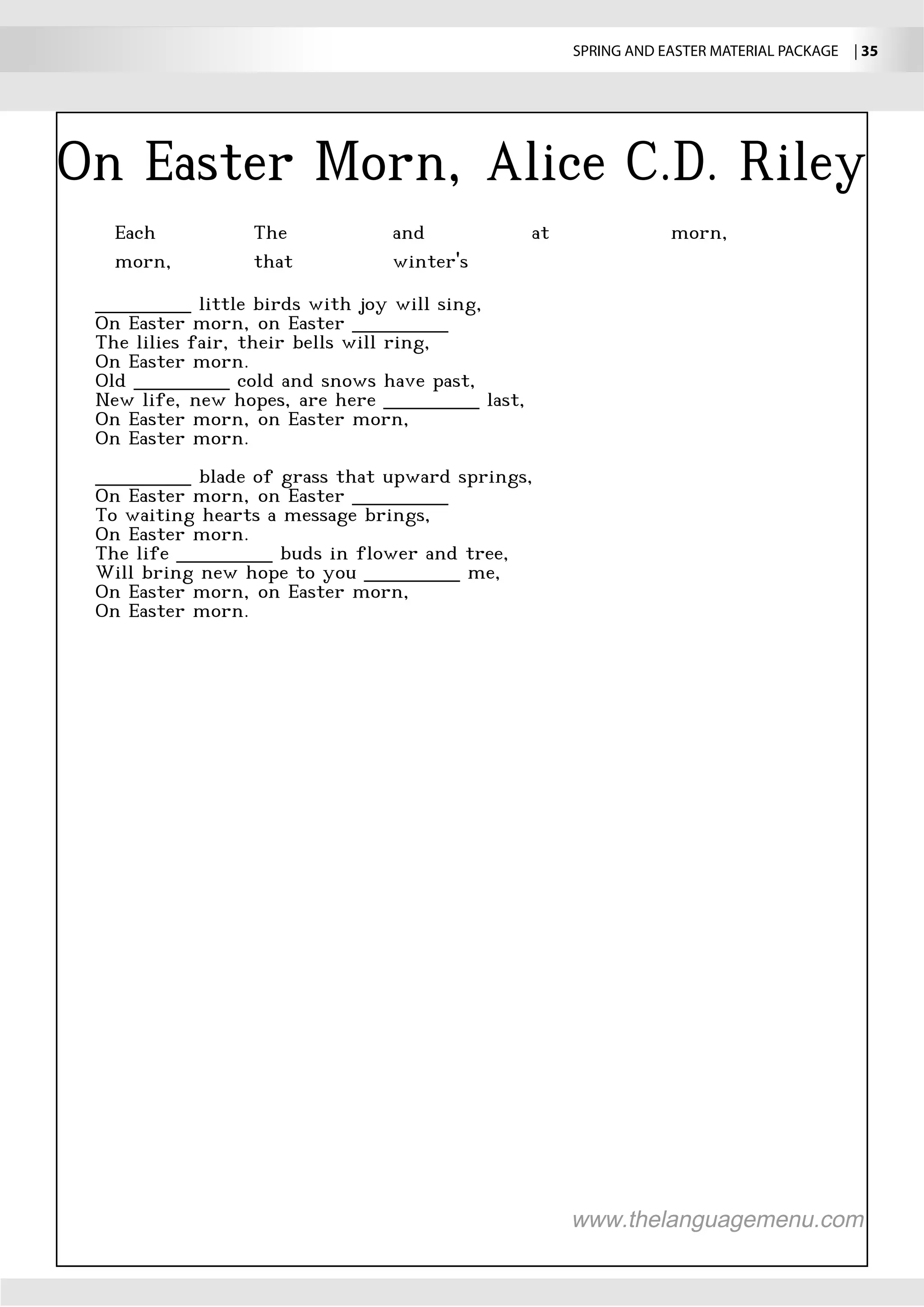 SPRING AND EASTER MATERIAL PACKAGE  | 35
 