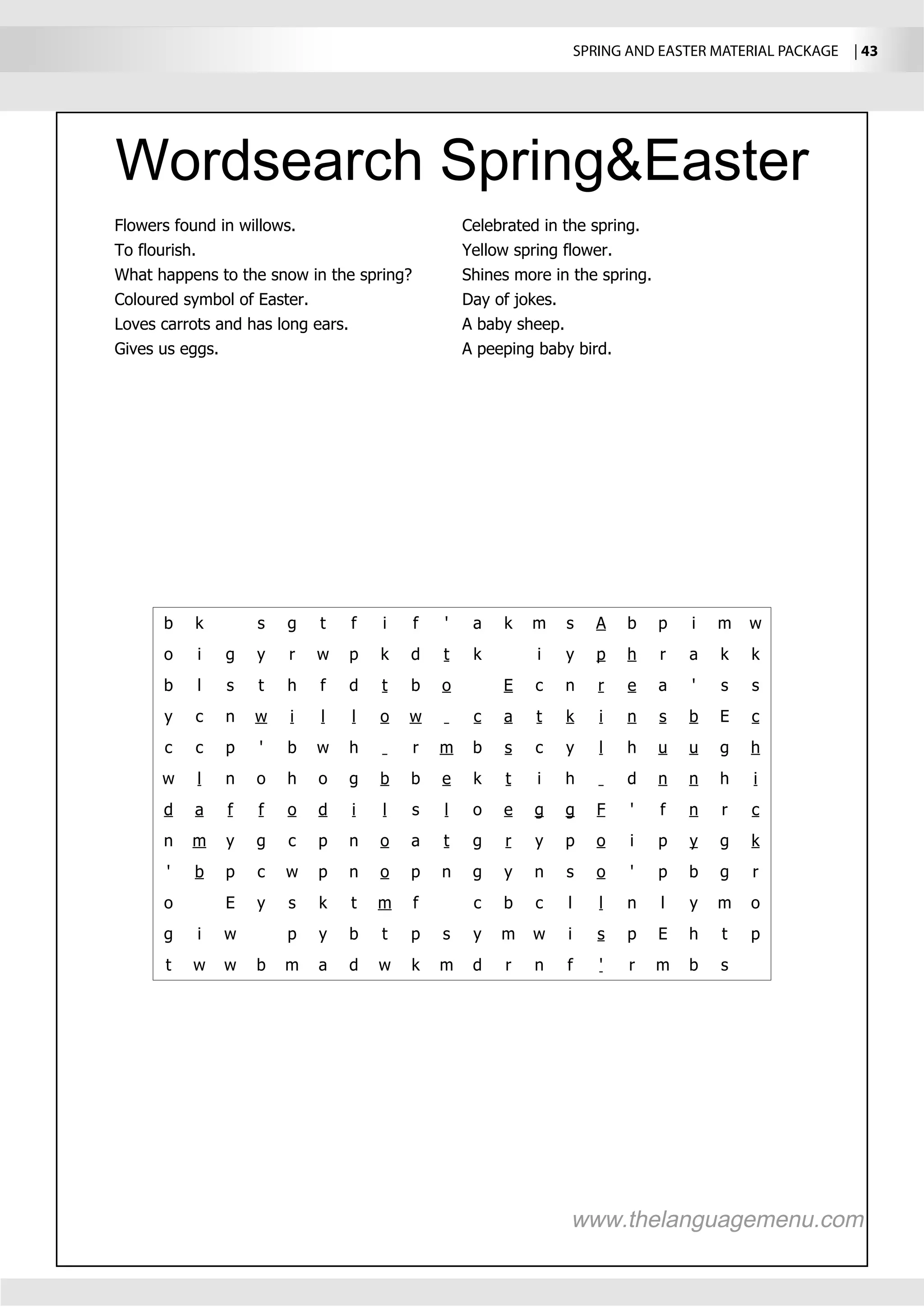 SPRING AND EASTER MATERIAL PACKAGE  | 43




    the
 