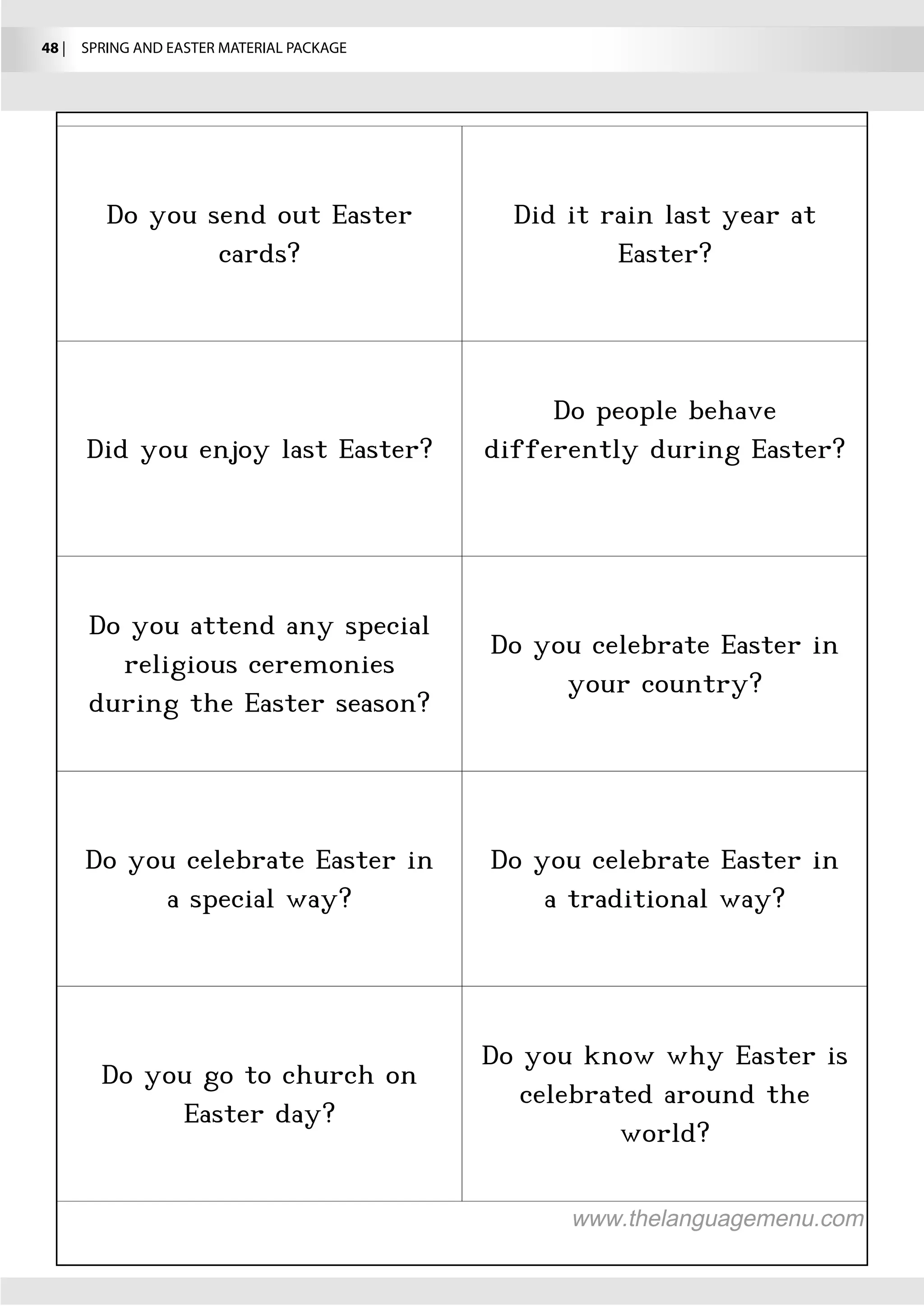 48 |  SPRING AND EASTER MATERIAL PACKAGE
 