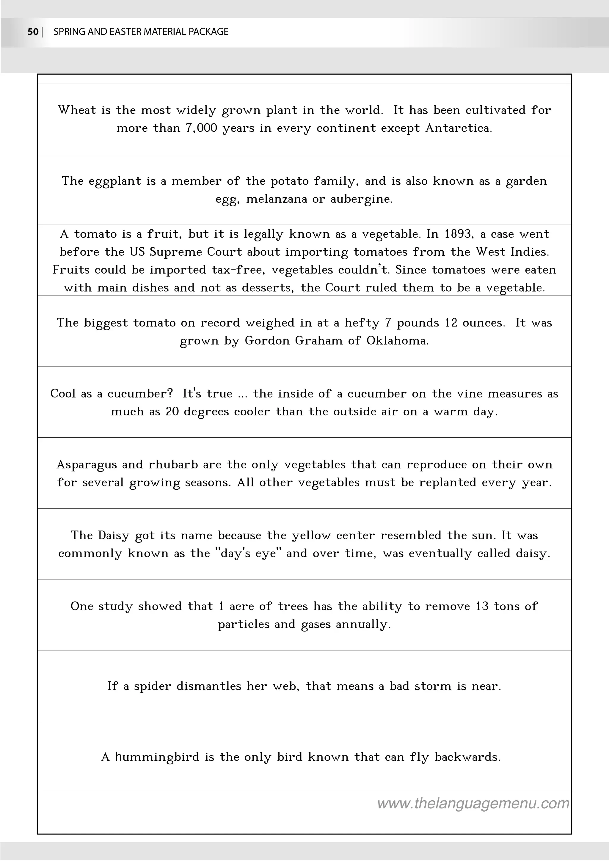 50 |  SPRING AND EASTER MATERIAL PACKAGE




                 h
 