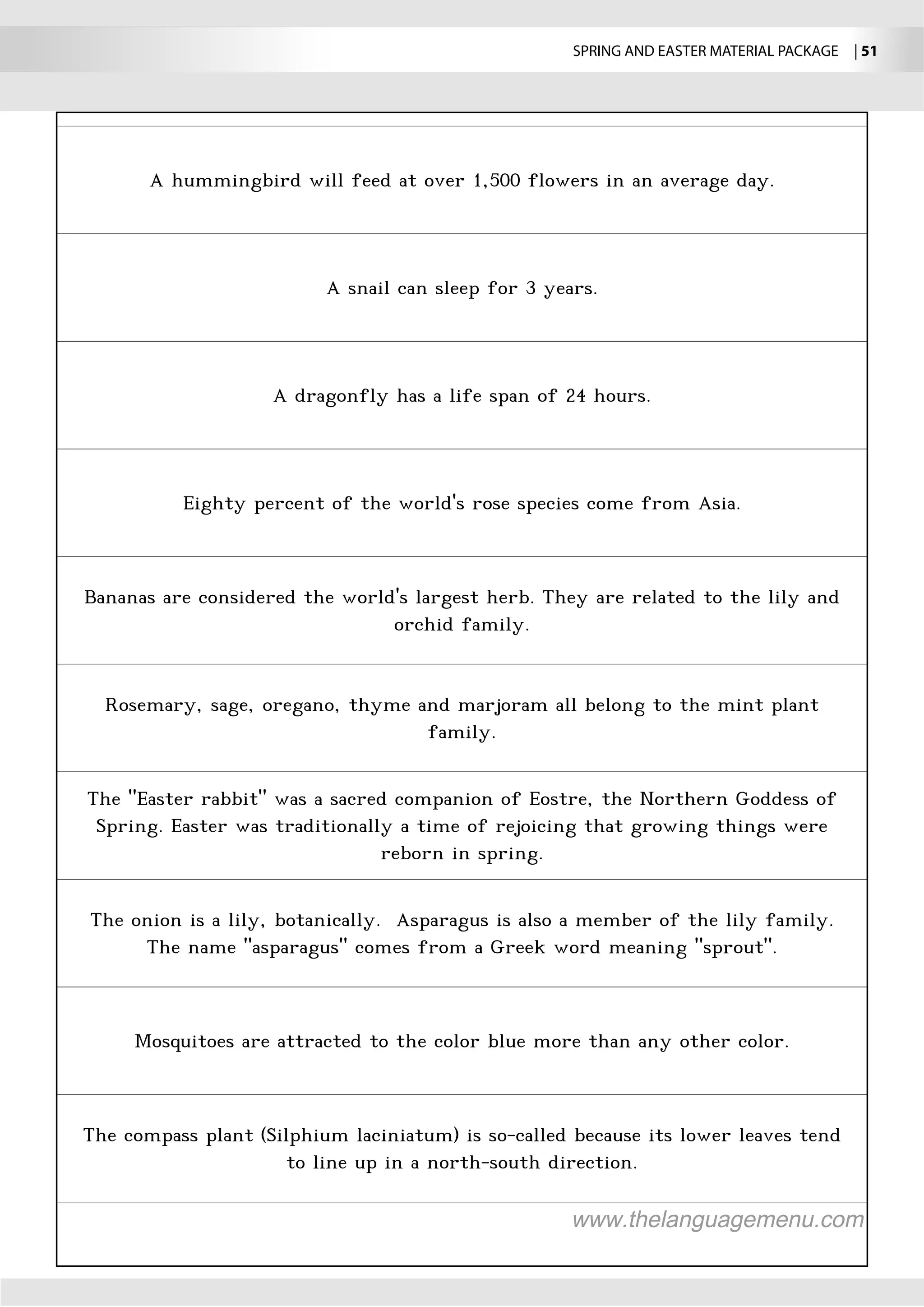 SPRING AND EASTER MATERIAL PACKAGE  | 51
 