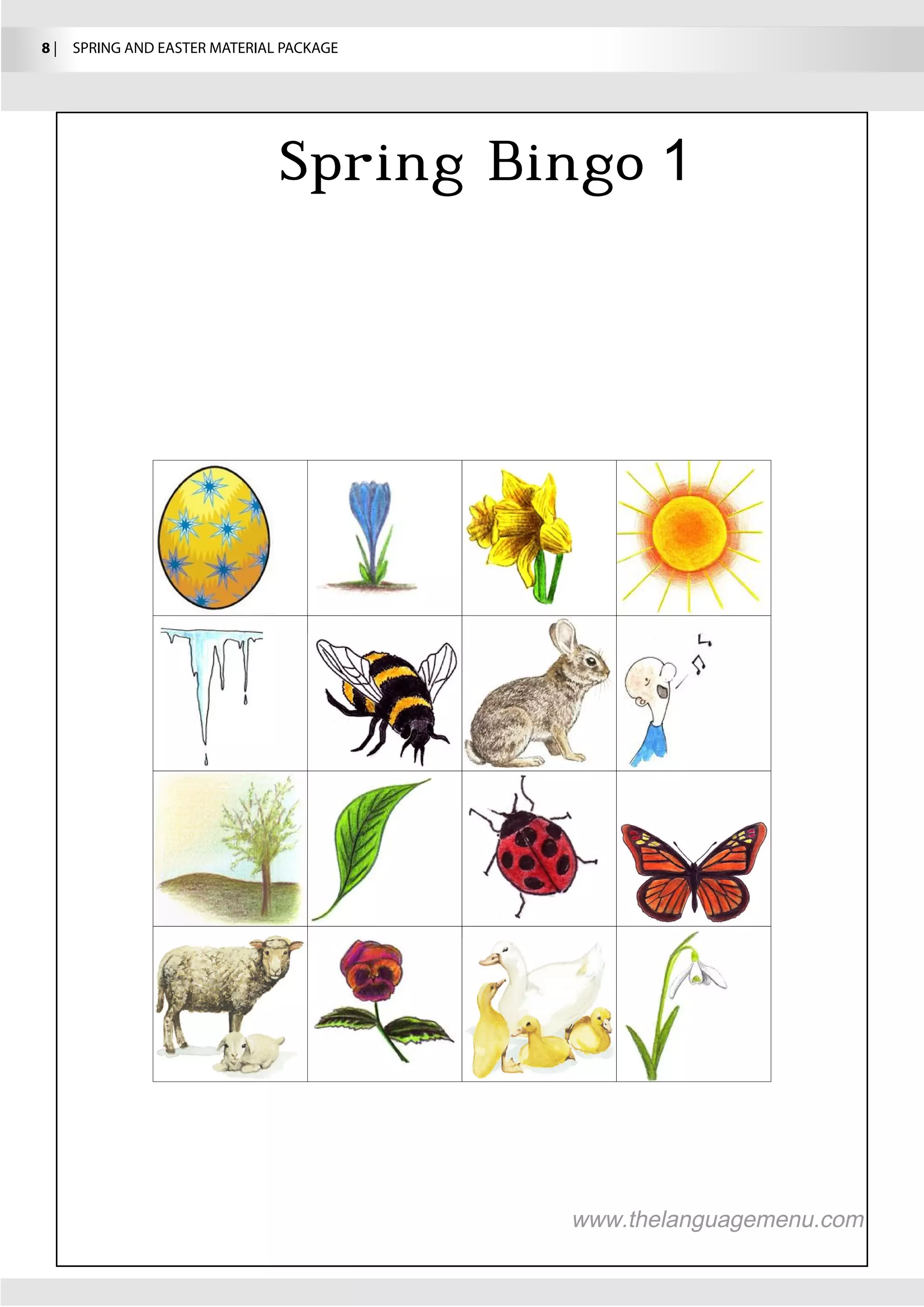 8 |  SPRING AND EASTER MATERIAL PACKAGE




                                          1
 