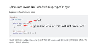 Call
@Transactional on testB will not take effect
 
