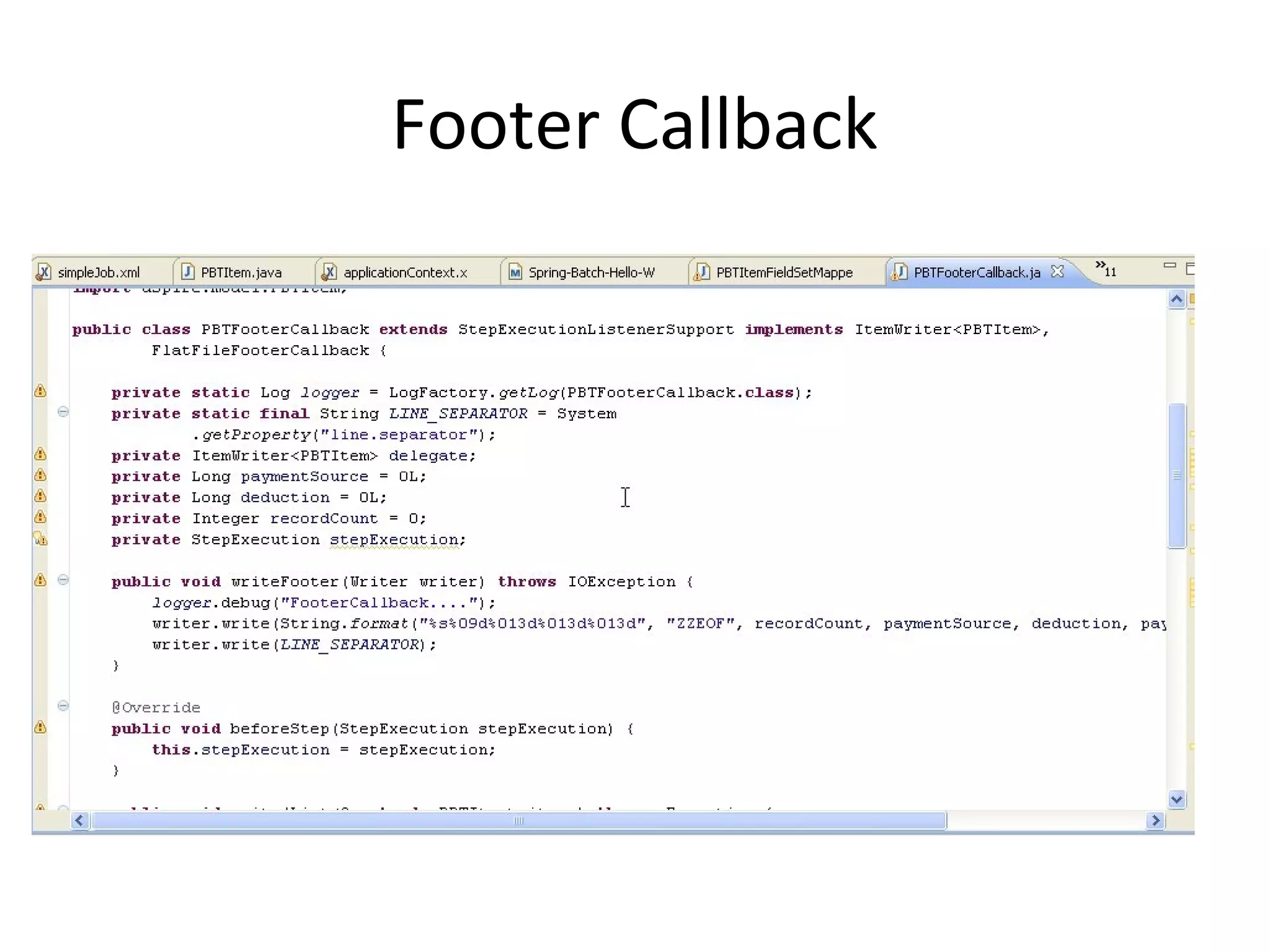 Footer Callback
 