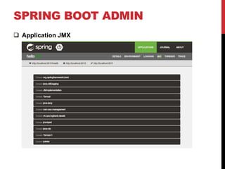SPRING BOOT ADMIN
 Application JMX
 