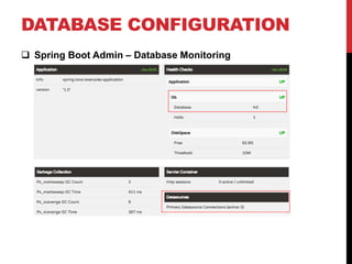DATABASE CONFIGURATION
 Spring Boot Admin – Database Monitoring
 