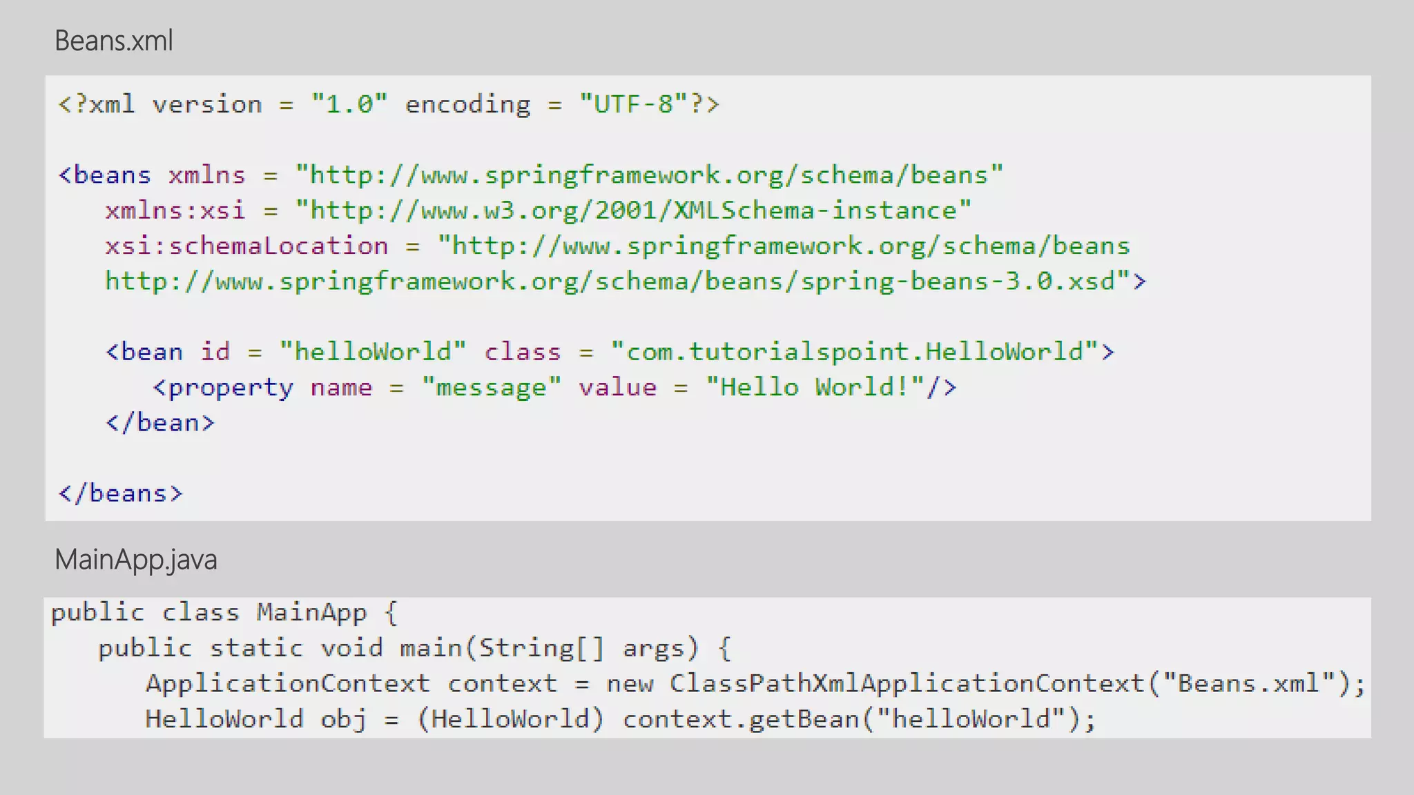Beans.xml
MainApp.java
 