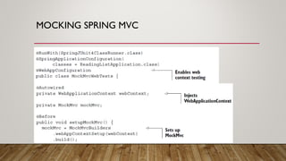 MOCKING SPRING MVC
 