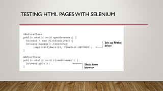 TESTING HTML PAGES WITH SELENIUM
 