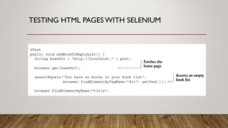 TESTING HTML PAGES WITH SELENIUM
 