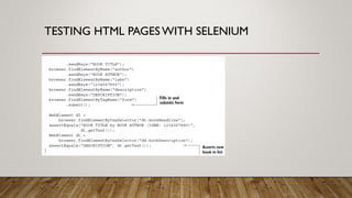 TESTING HTML PAGES WITH SELENIUM
 