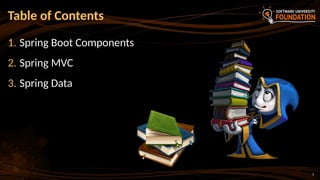 Table of Contents
1. Spring Boot Components
2. Spring MVC
3. Spring Data
2
 