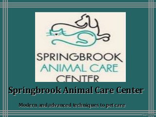 Springbrook Animal Care CenterSpringbrook Animal Care Center
Modern and advanced techniques to pet careModern and advanced techniques to pet care
 