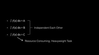 Independent Each Other
Resource Consuming, Heavyweight Task
 