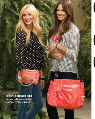 PETITE
                                 CLASSIC
                                 DEMI
                                 PRIMA
                                 SPECIALTY
                                 ACCESSORY
        C.




                            D.




HERE’S A BRIGHT IDEA
Become a Representative
and “party” for a living!




                                 24
 