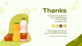 CREDITS: This presentation template was
created by Slidesgo, including icons by
Flaticon and infographics & images by Freepik
Thanks
Do you have any questions?
youremail@freepik.com
+91 620 421 838
yourwebsite.com
Please keep this slide for attribution
 