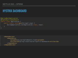 NETFLIX OSS + SPRING
HYSTRIX DASHBOARD
 